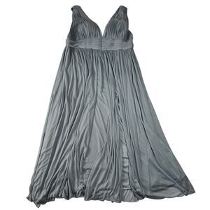 Azazie Sleeveless V-Neck Bridesmaid Maxi Dress Size A22 Front Slit Wedding